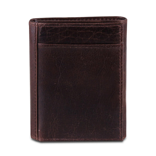 Genuine Buffalo Leather Trifold Wallet For Men