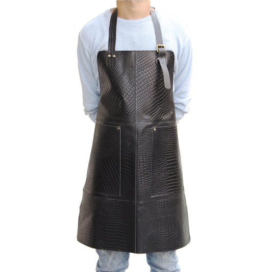 Genuine Full Grain Leather Apron- Black