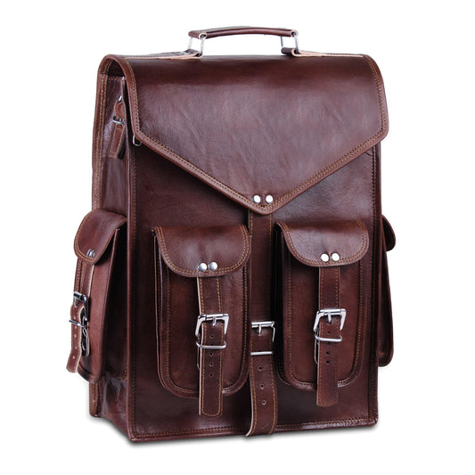 Brown Convertible Leather Backpack