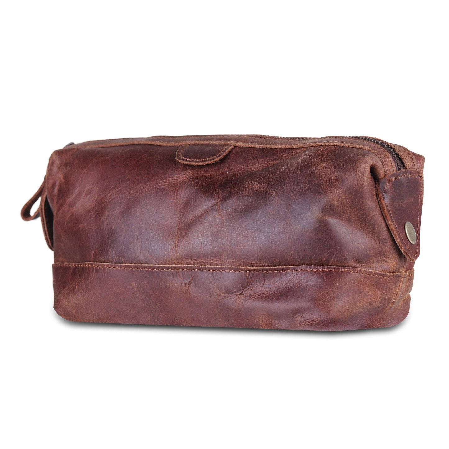 Full-Grain Buffalo Leather Brown Toiletry Utility Bag
