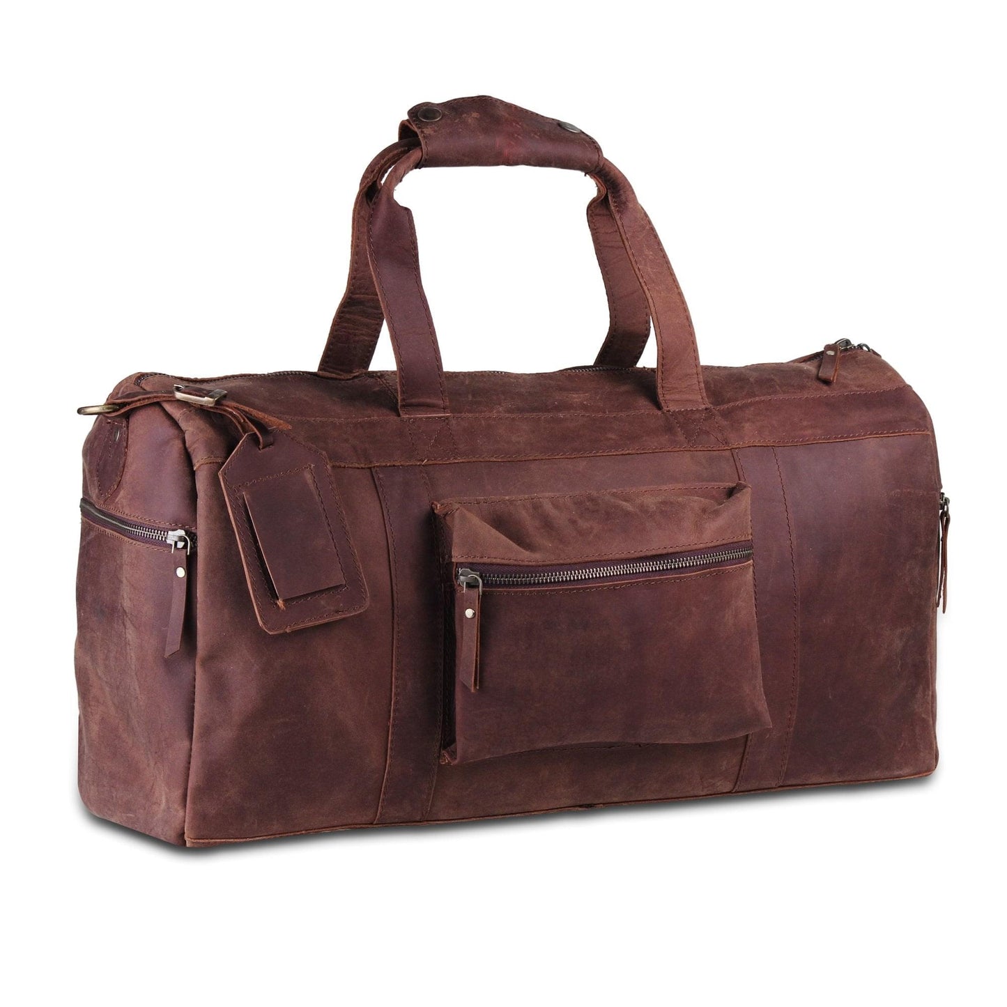 Genuine Leather Travel Weekender 20 Inch Brown Duffle Bag
