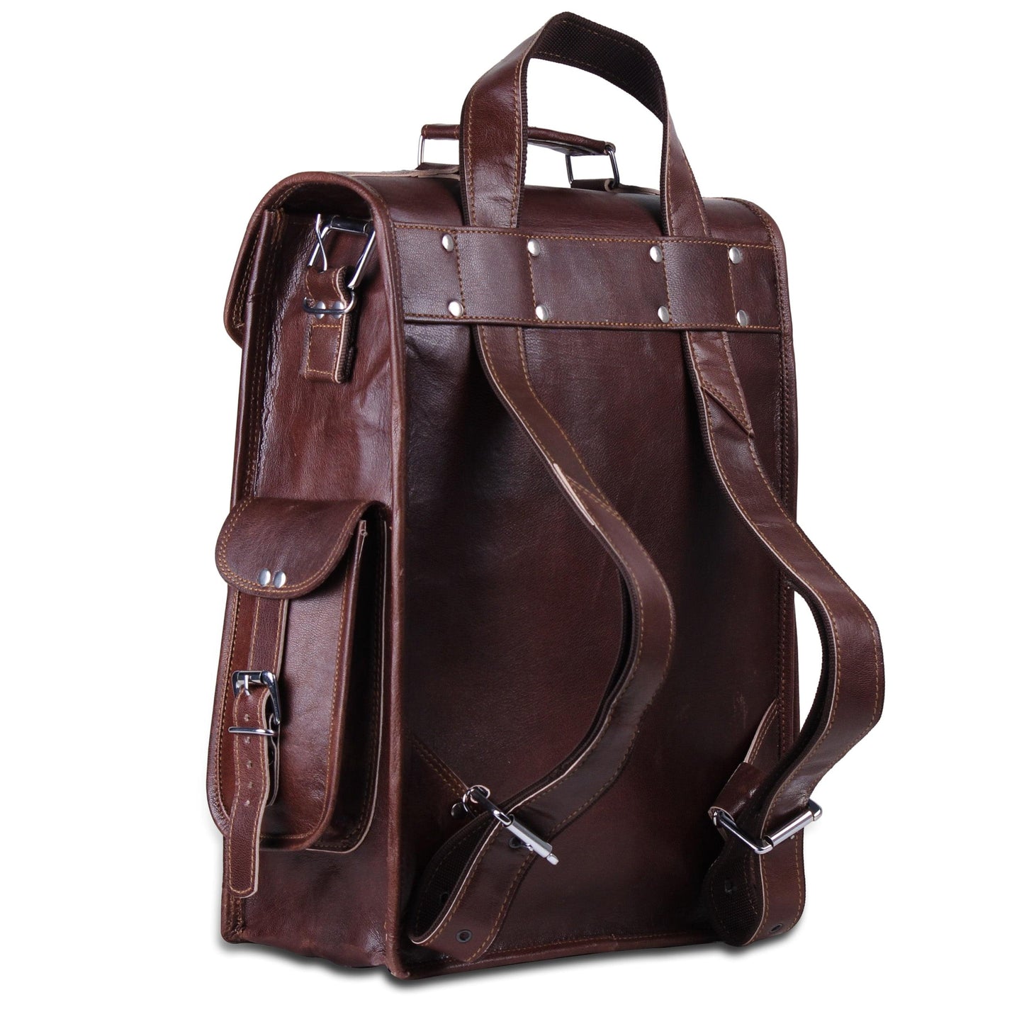 Brown Convertible Leather Backpack