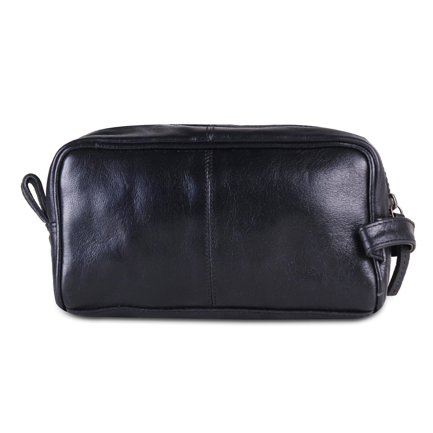 Black Leather Toiletry Utility Bag