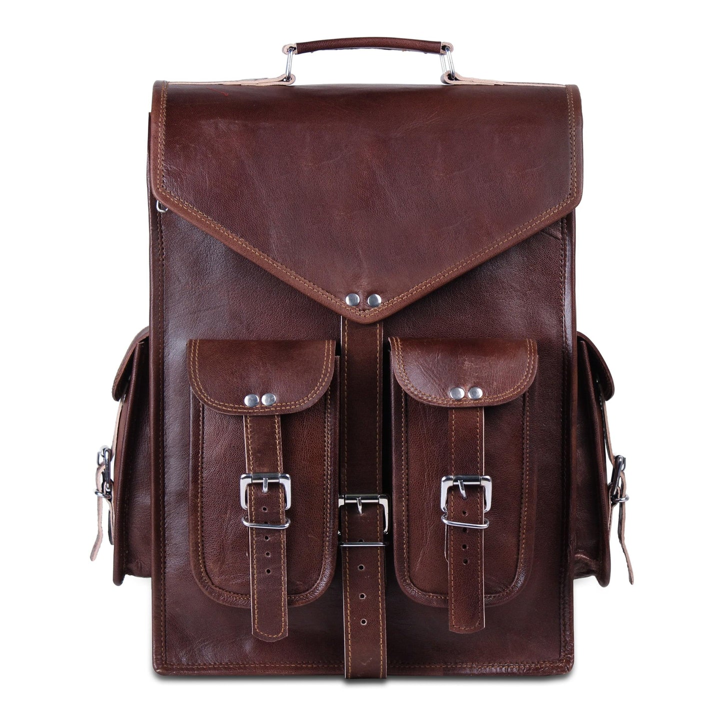 Brown Convertible Leather Backpack