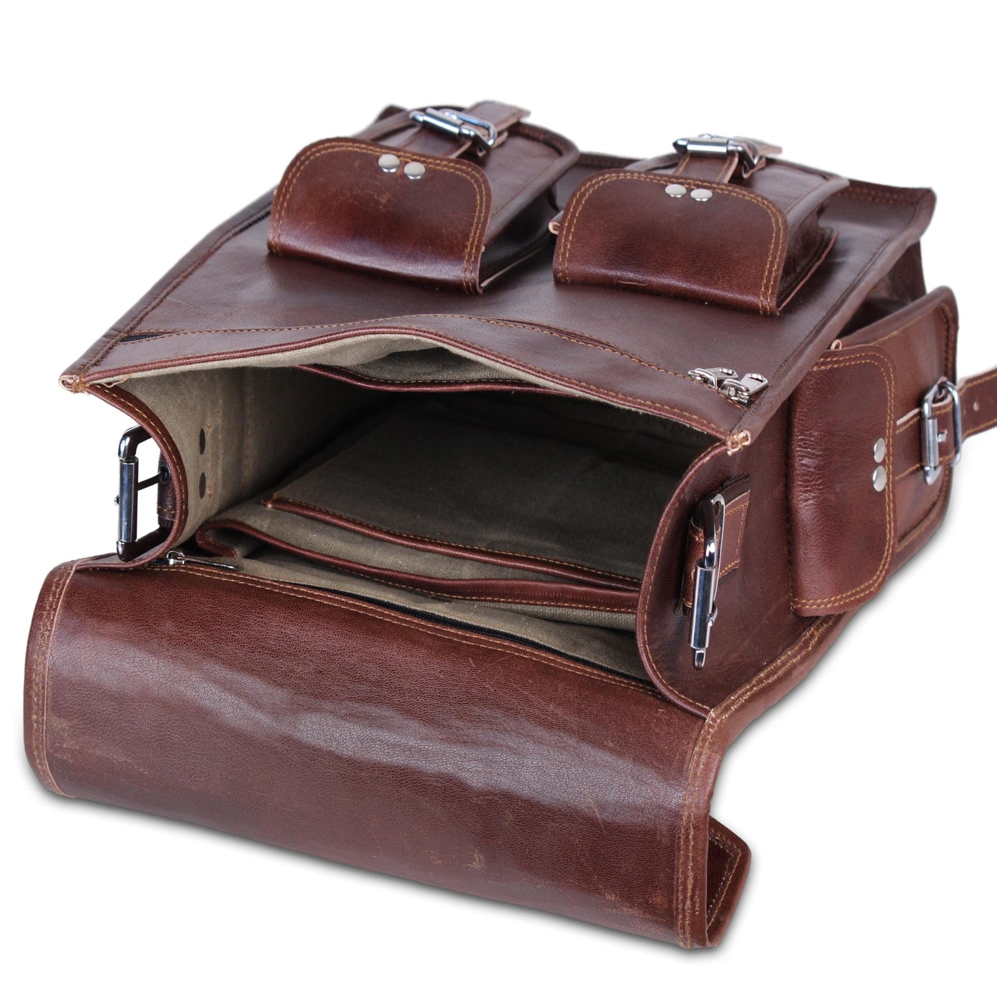 Brown Convertible Leather Backpack