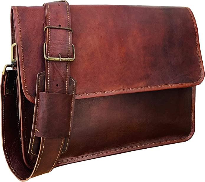 Half Flap Leather Crossbody Messenger Bag