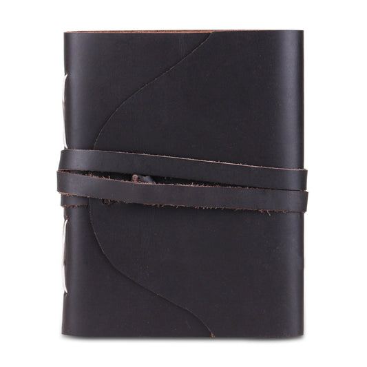Leather Plain Textured Note Journal Book- Black