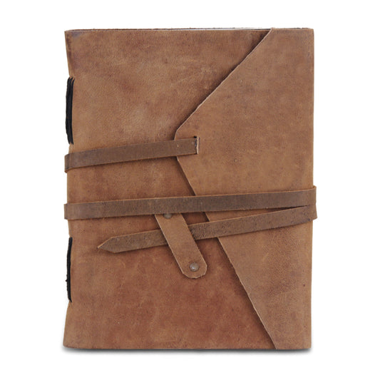 Leather Plain Textured Note Journal Book- Light Brown