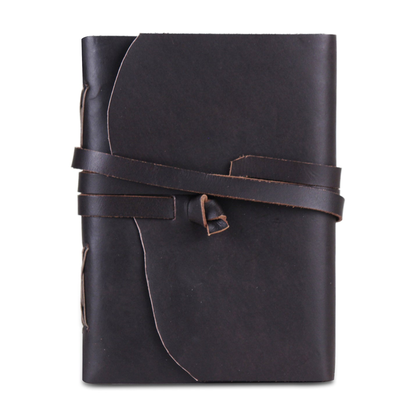 Leather Plain Textured Knot Strip Note Journal Book- Black