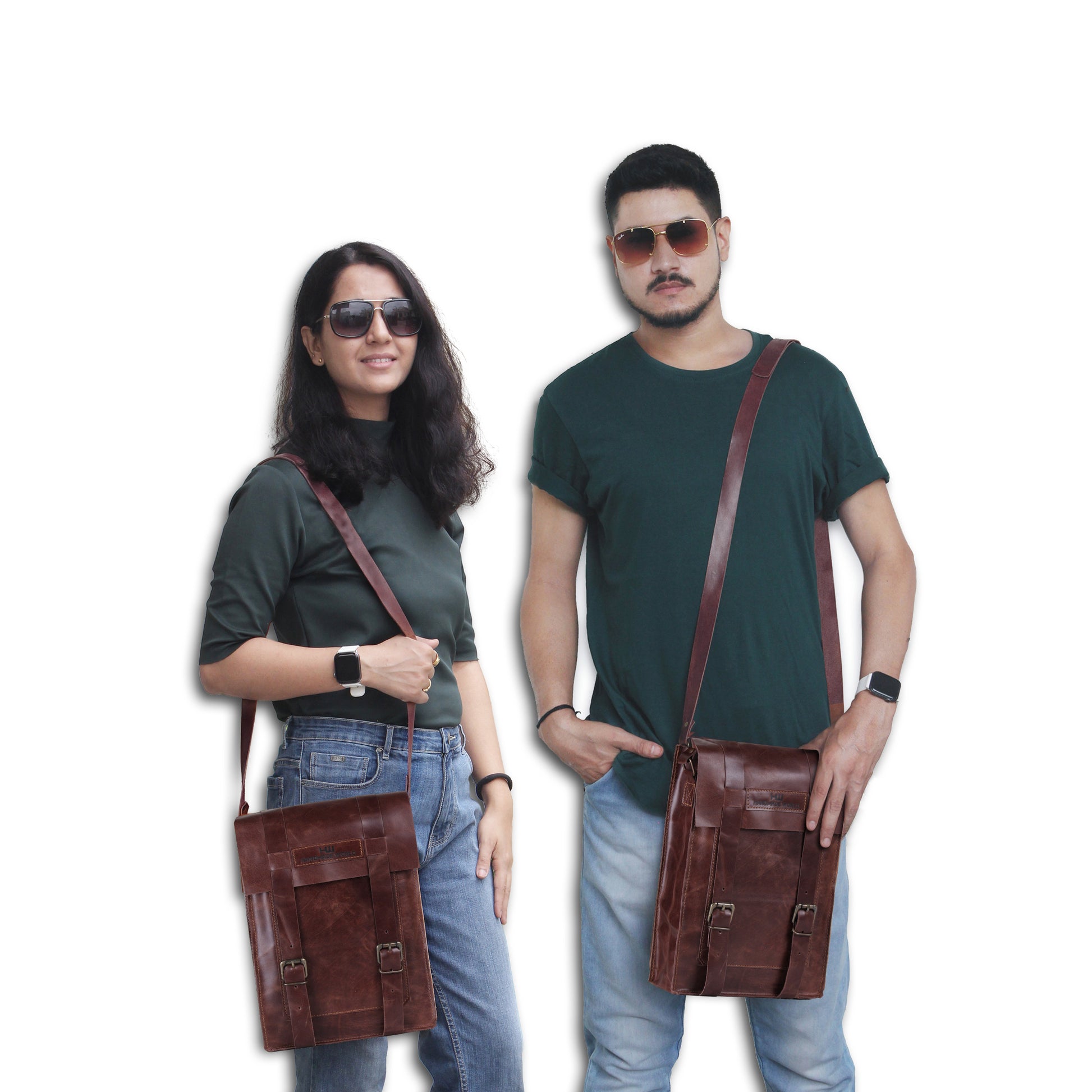 Large Leather iPad Messenger Bag With Adjustable Strap