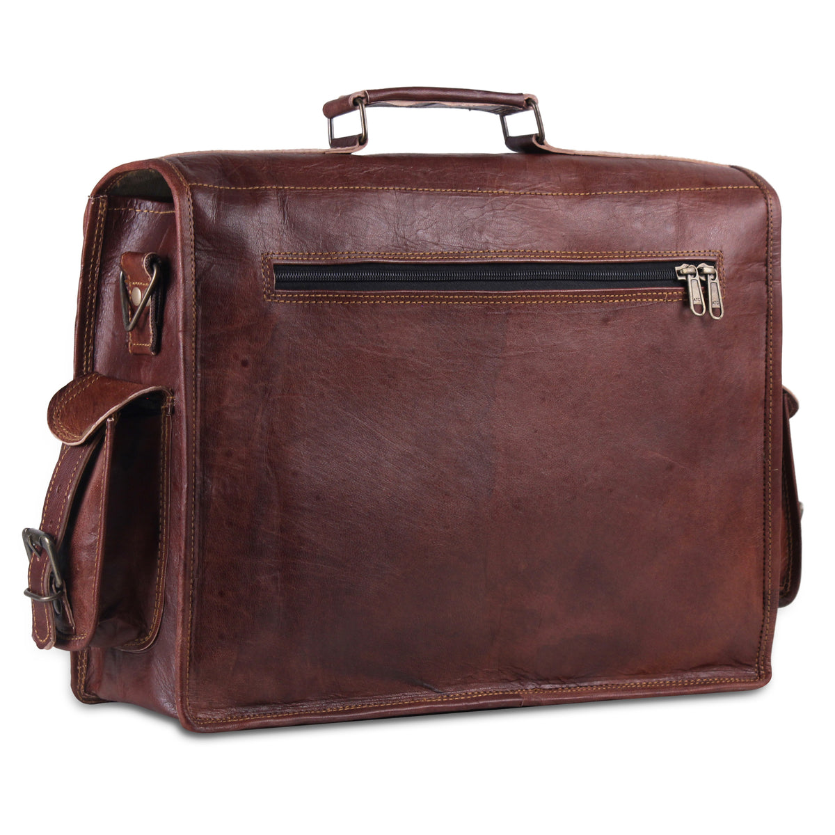 Hulsh Vintage Leather Laptop Bag for Men Full Grain Large Leather Messenger Bag for Men 18 Inches with Rustic Look Best Leather Briefcase