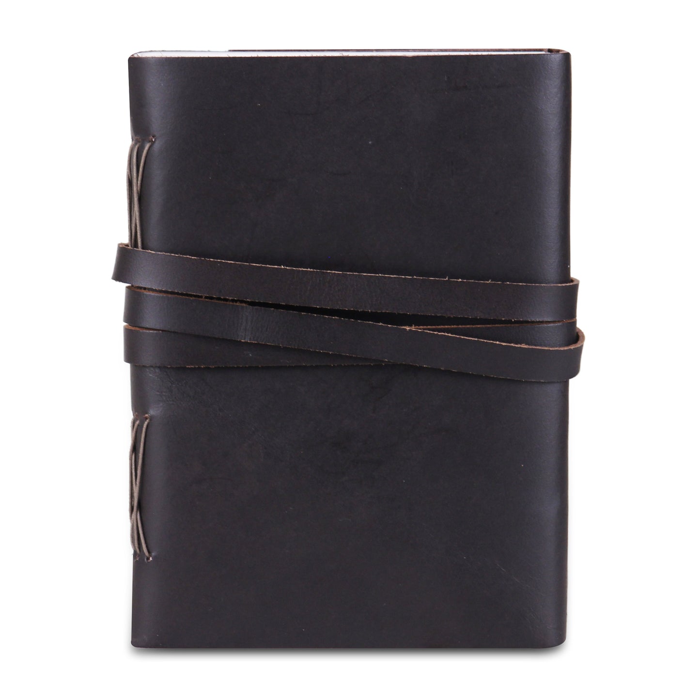 Leather Plain Textured Knot Strip Note Journal Book- Black