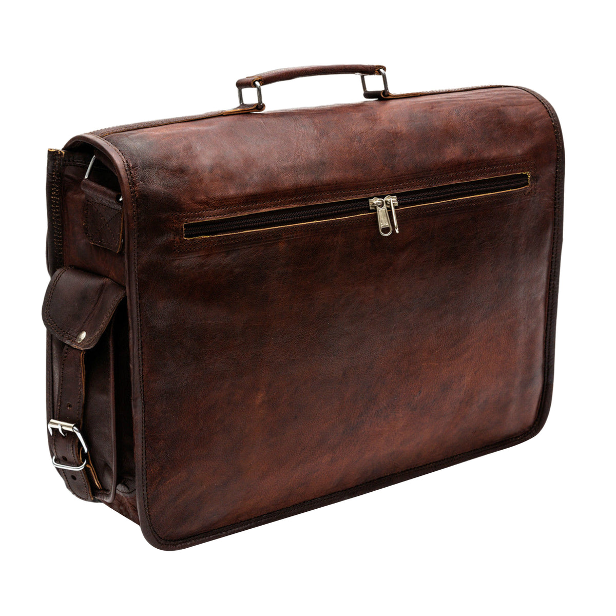 Hulsh Vintage Leather Laptop Bag for Men Full Grain Large Leather Messenger Bag for Men 18 Inches with Rustic Look Best Leather Briefcase