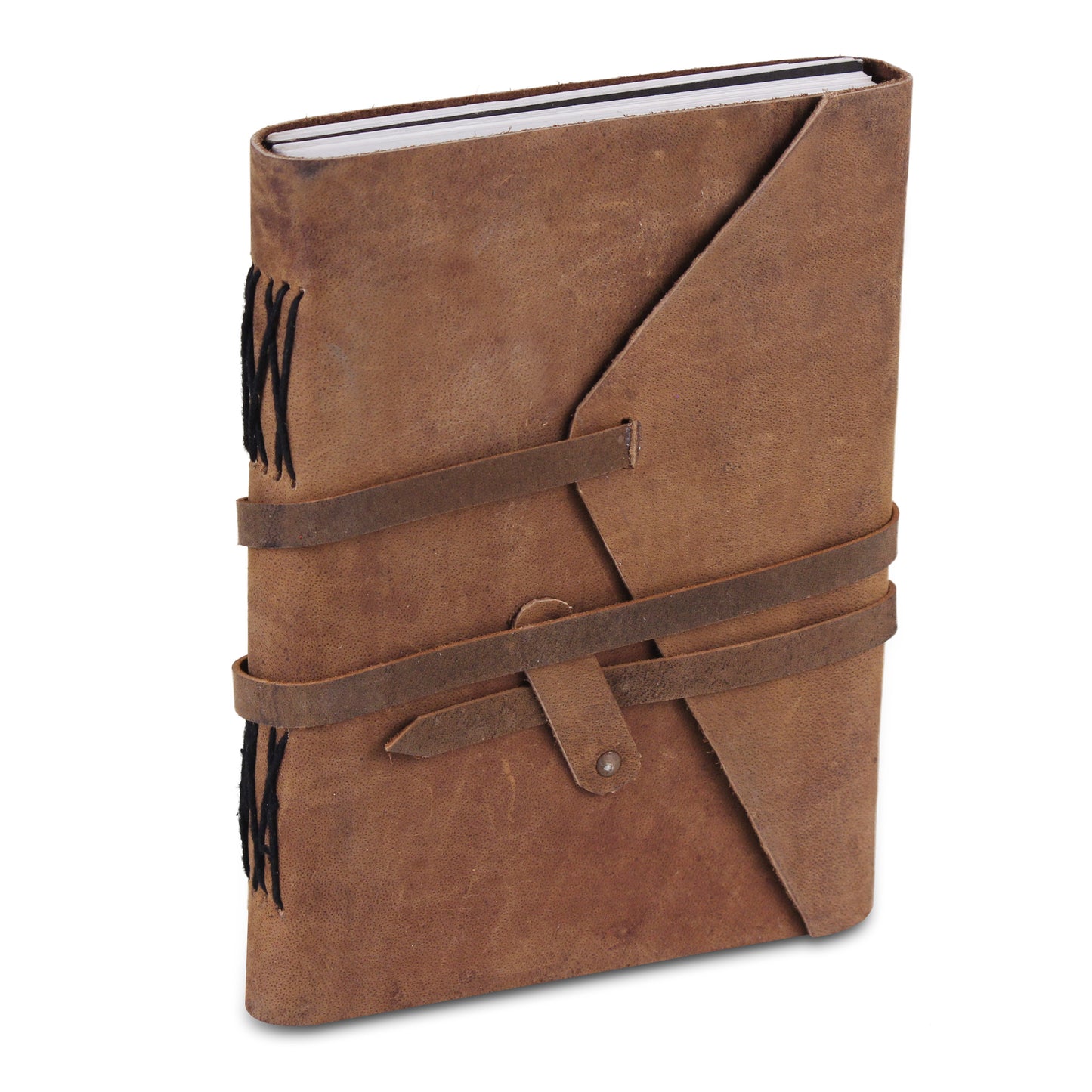 Leather Plain Textured Note Journal Book- Light Brown
