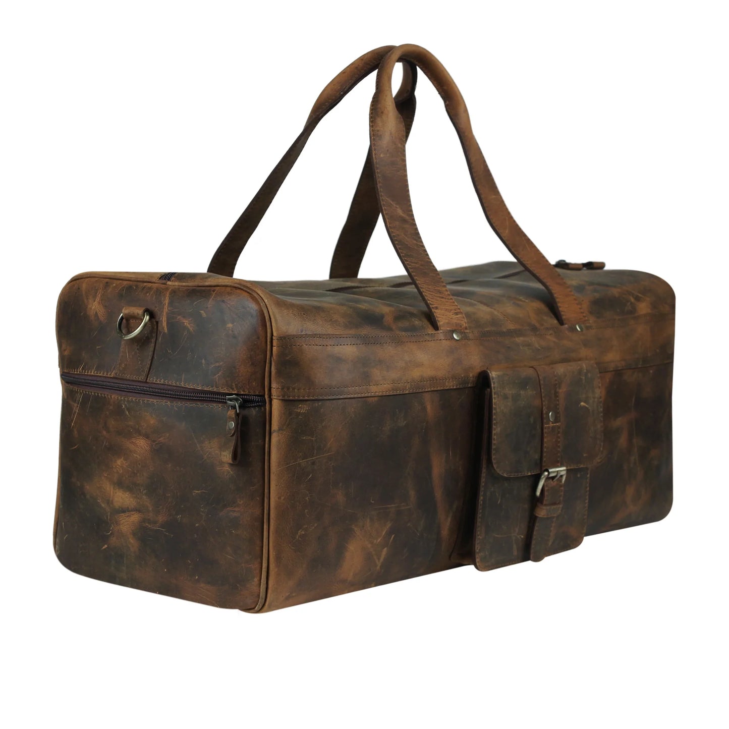 Distressed Leather Duffle Bag