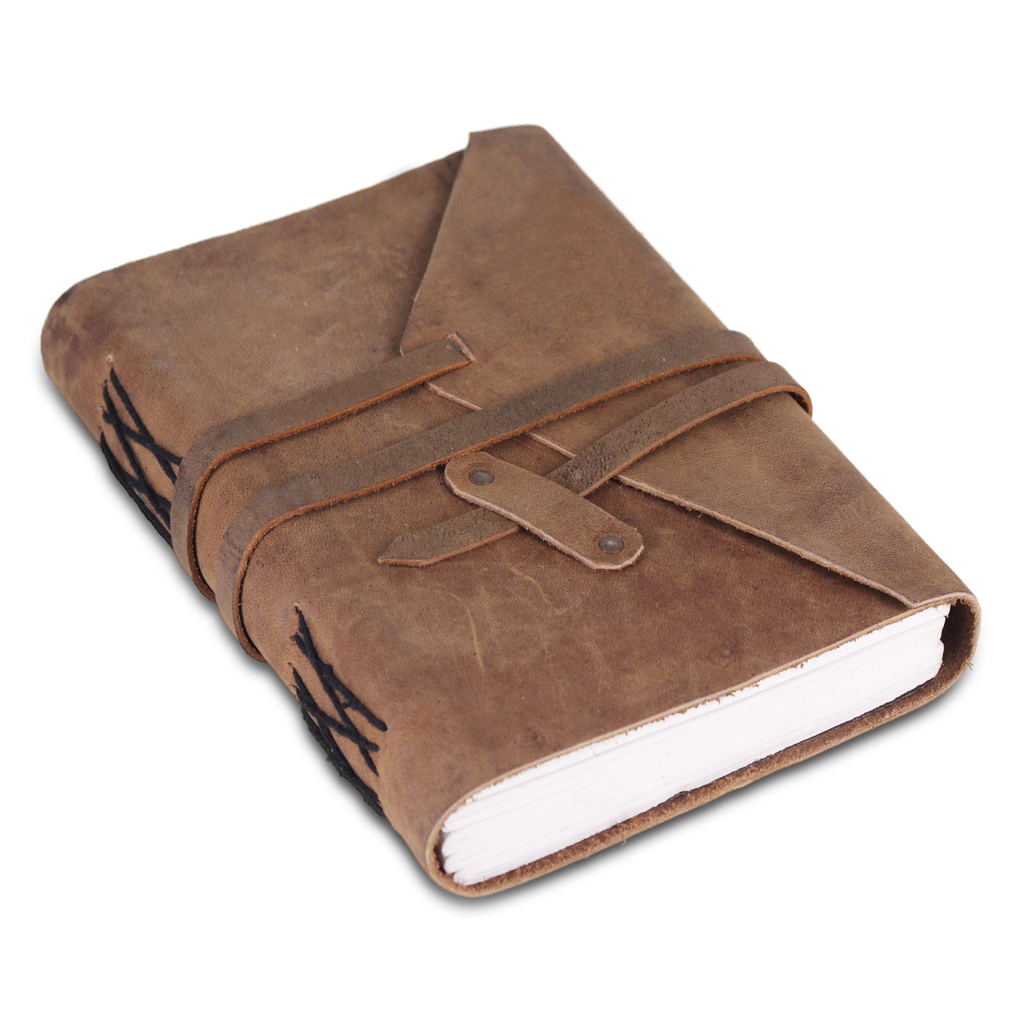 Leather Plain Textured Note Journal Book- Light Brown