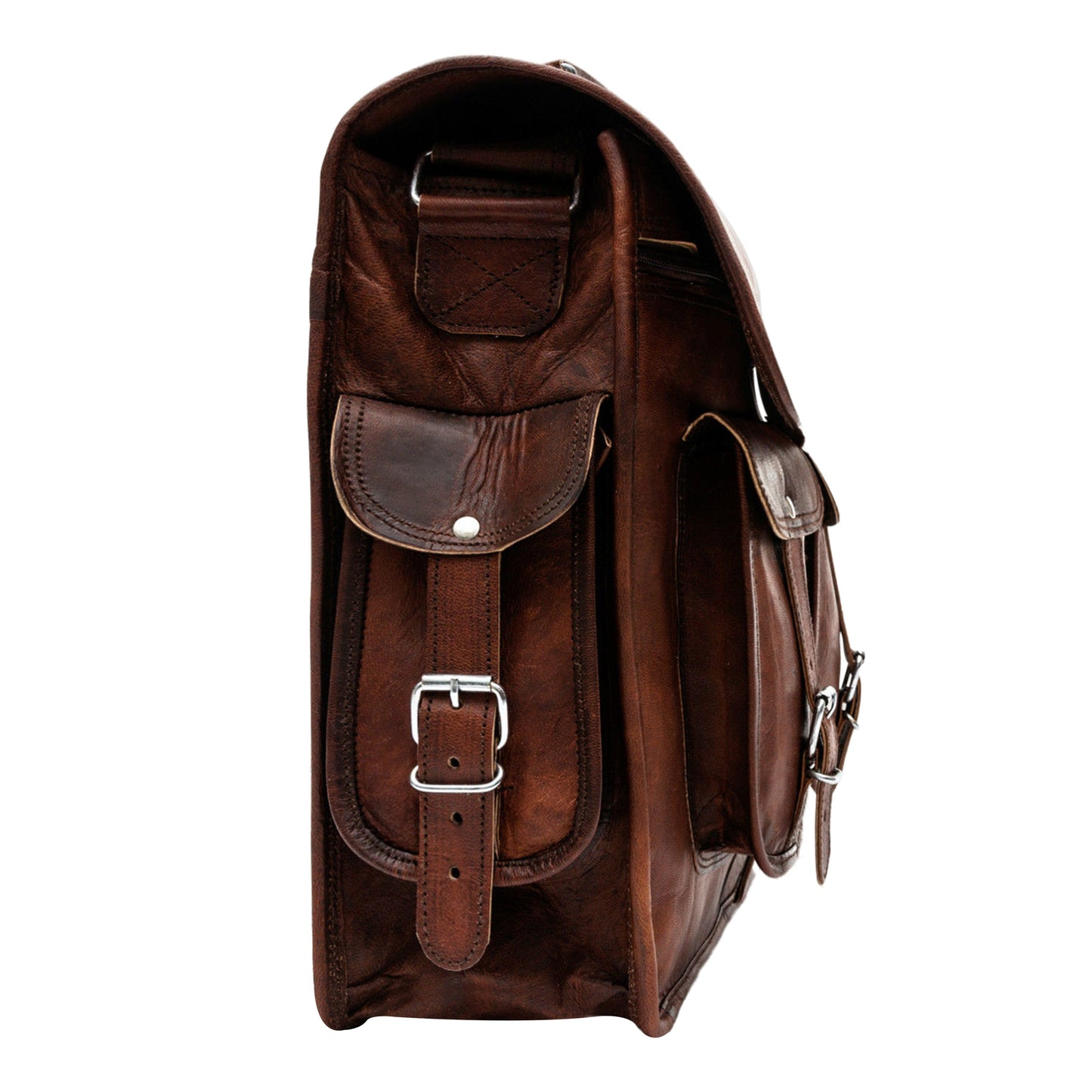Large Leather Laptop Messenger Briefcase Bag with Top Handle