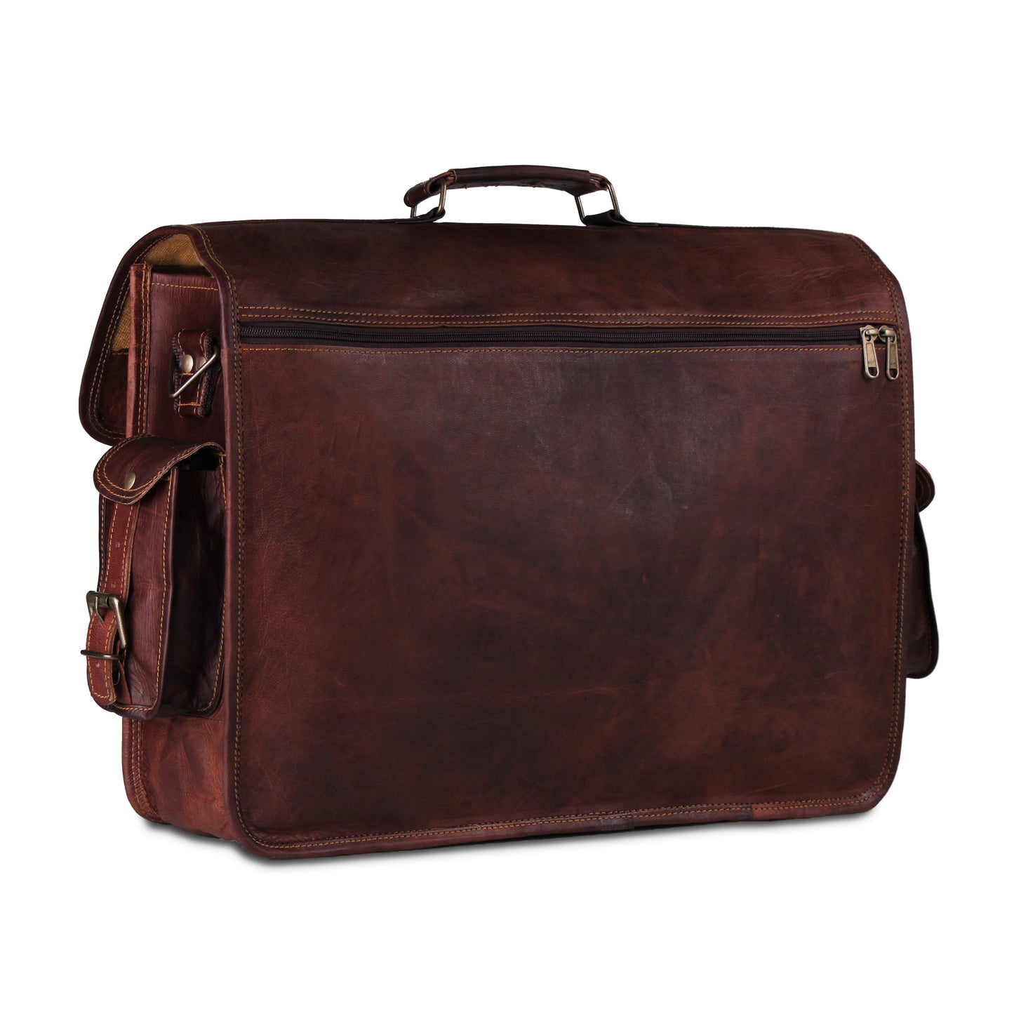 Unisex Full Grain Leather Satchel Shoulder Bag