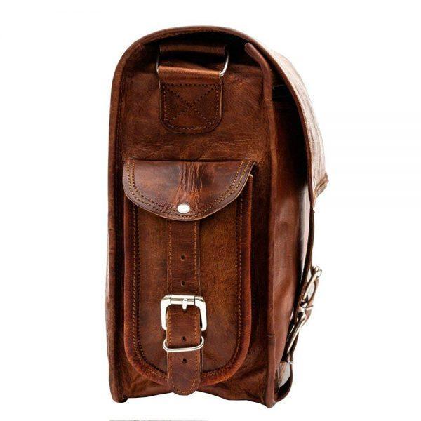 Vintage Leather Messenger Bag with Laptop Padding