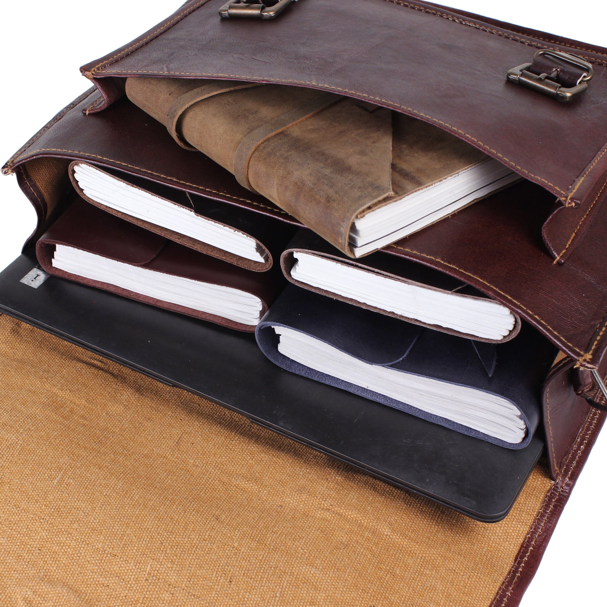 Brown V Flap Messenger Bag by Hulsh