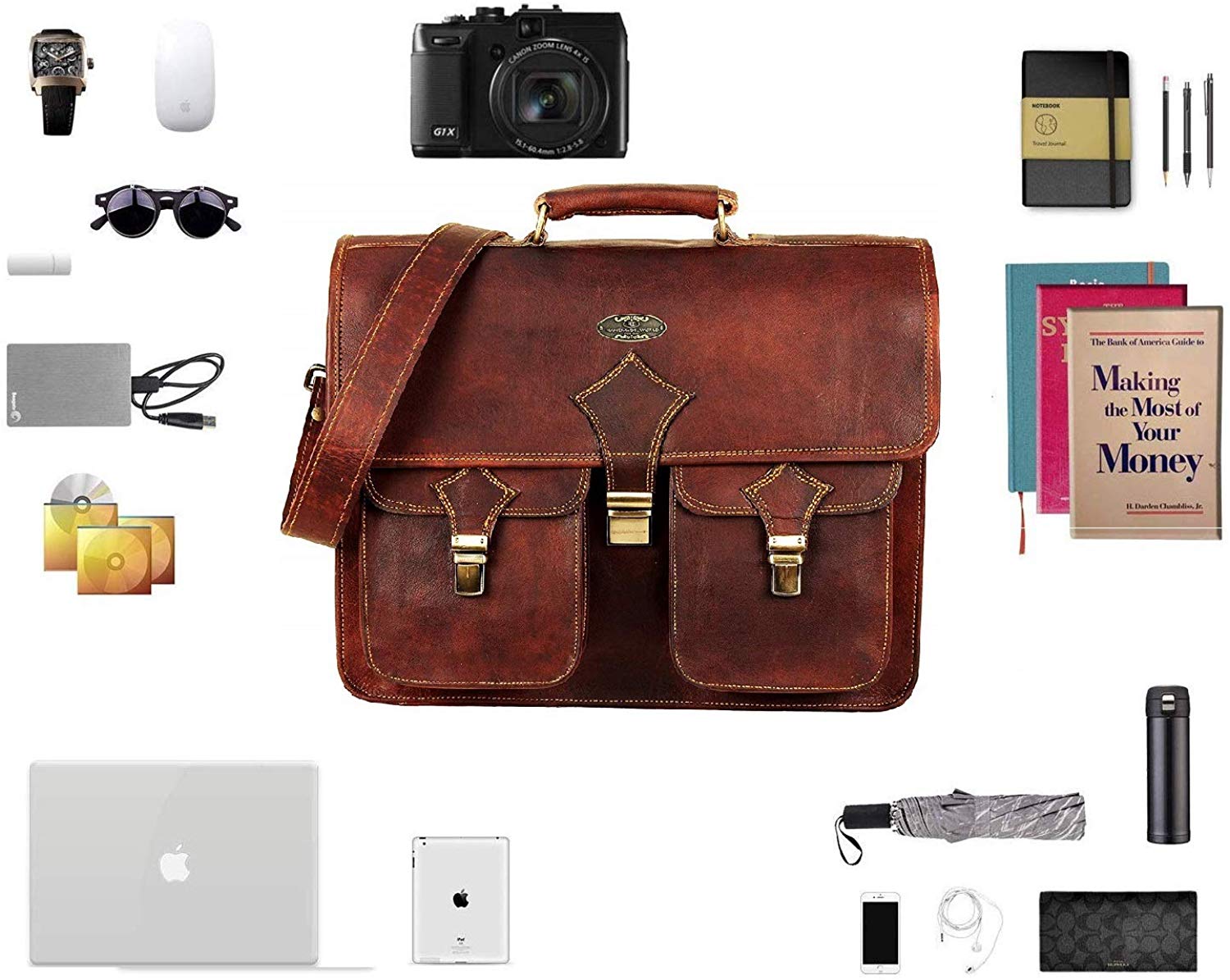 Messenger Briefcase Bag with Push Clip by Hulsh