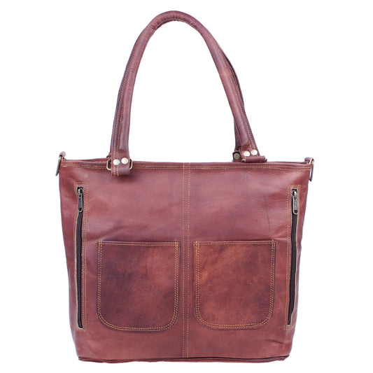 Vintage Dark Brown Women's Leather Tote