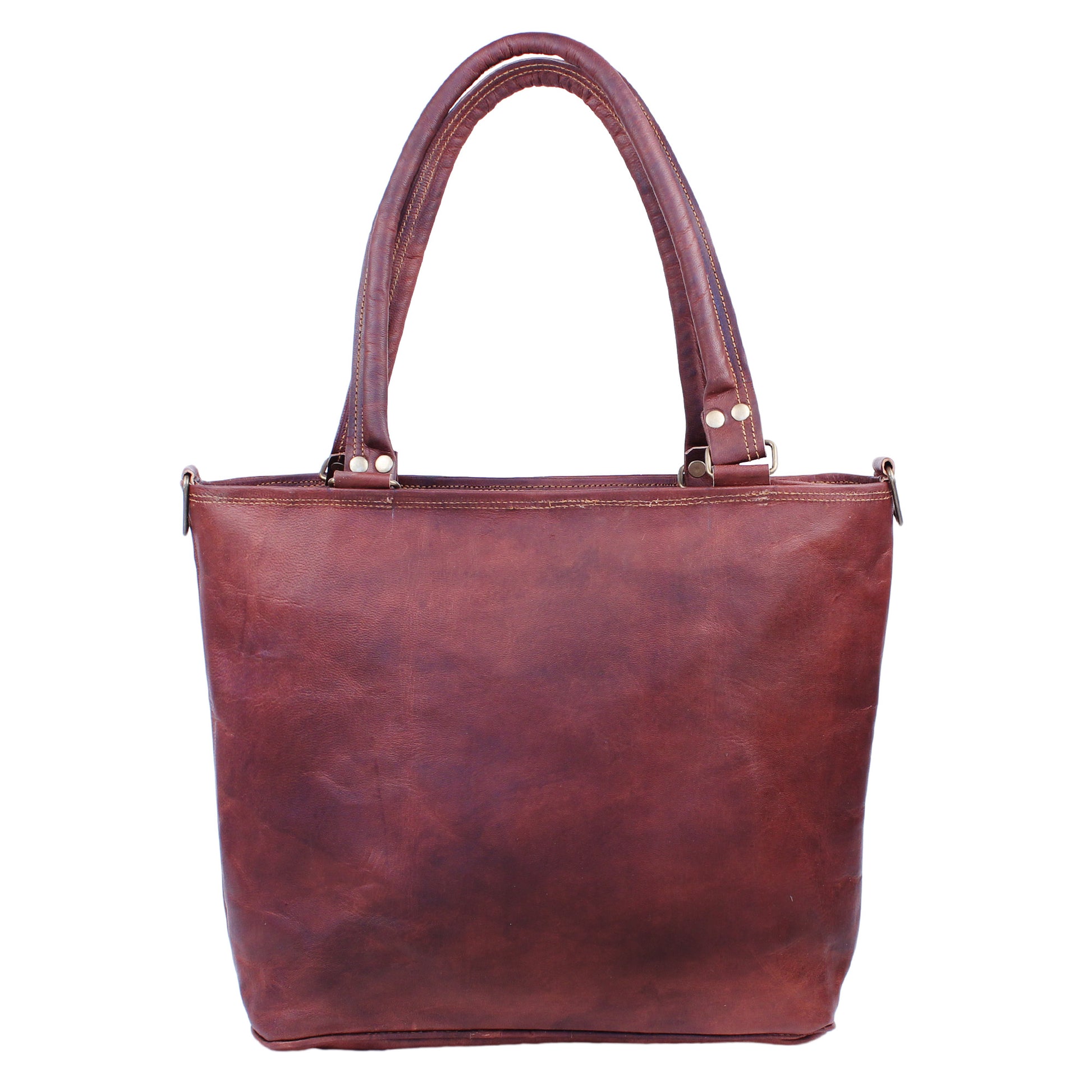 Vintage Dark Brown Women's Leather Tote