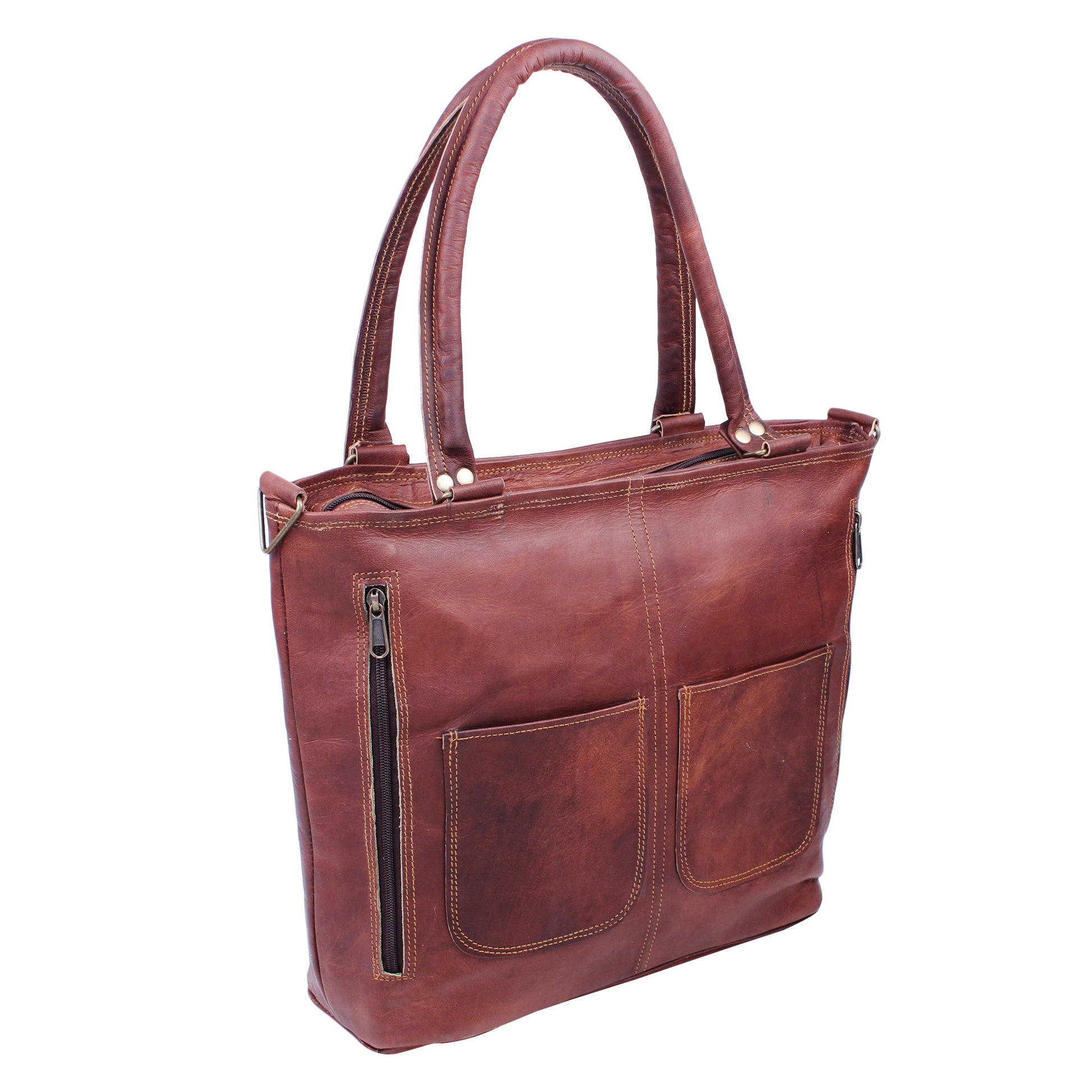 Vintage Dark Brown Women's Leather Tote