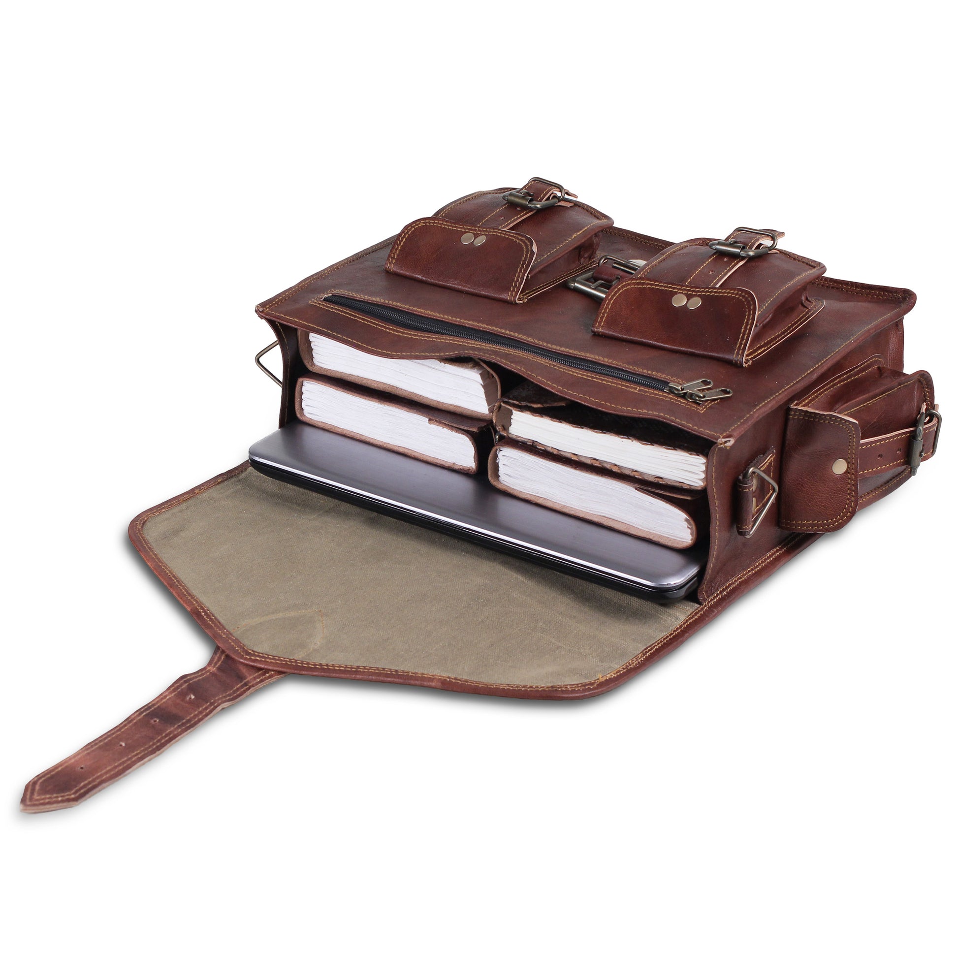 Vintage Rustic Leather Messenger Bag with laptop Padding