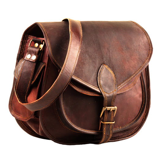 Vintage Brown Leather Crossbody Bag