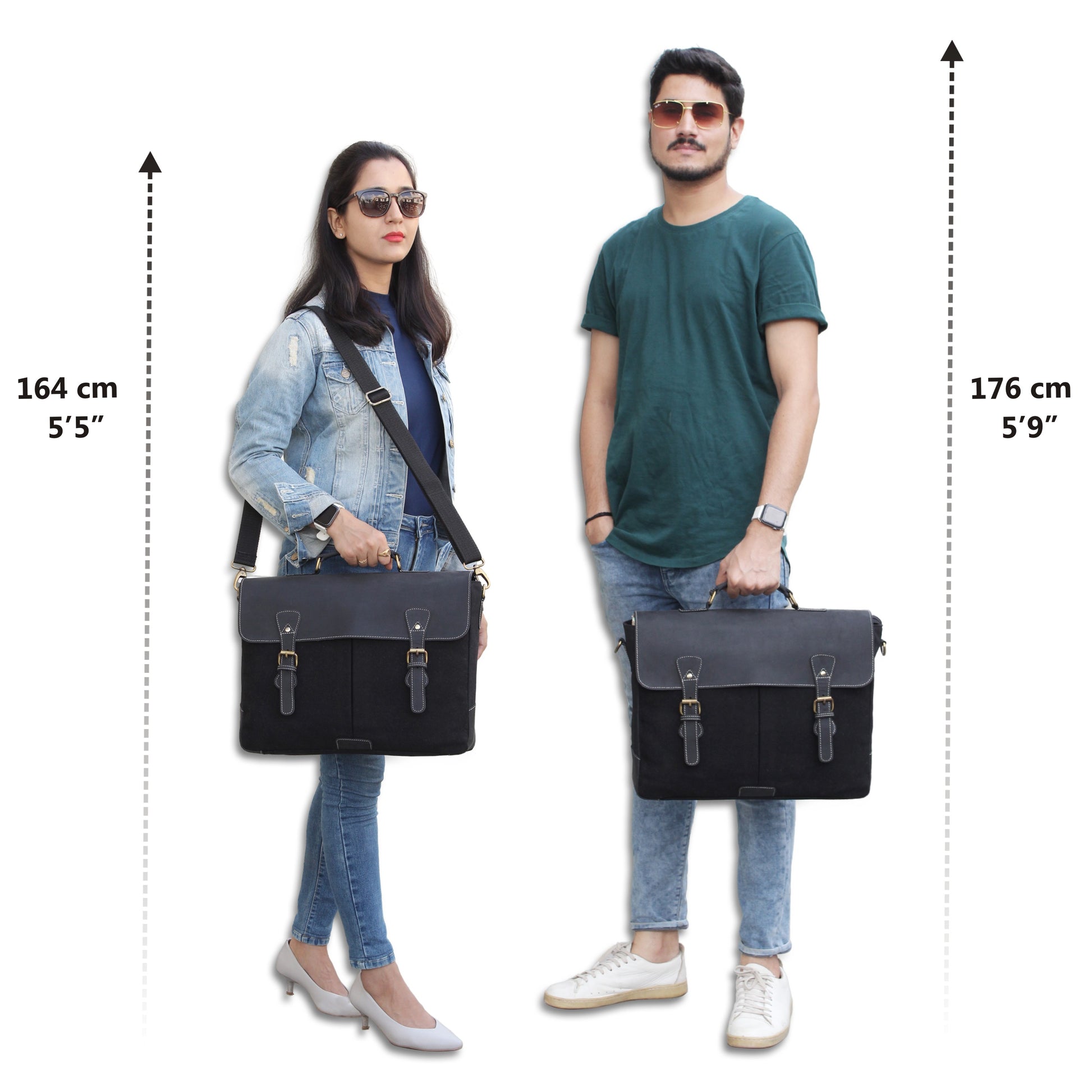 Large Leather Messenger Briefcase Bag with Top Handle