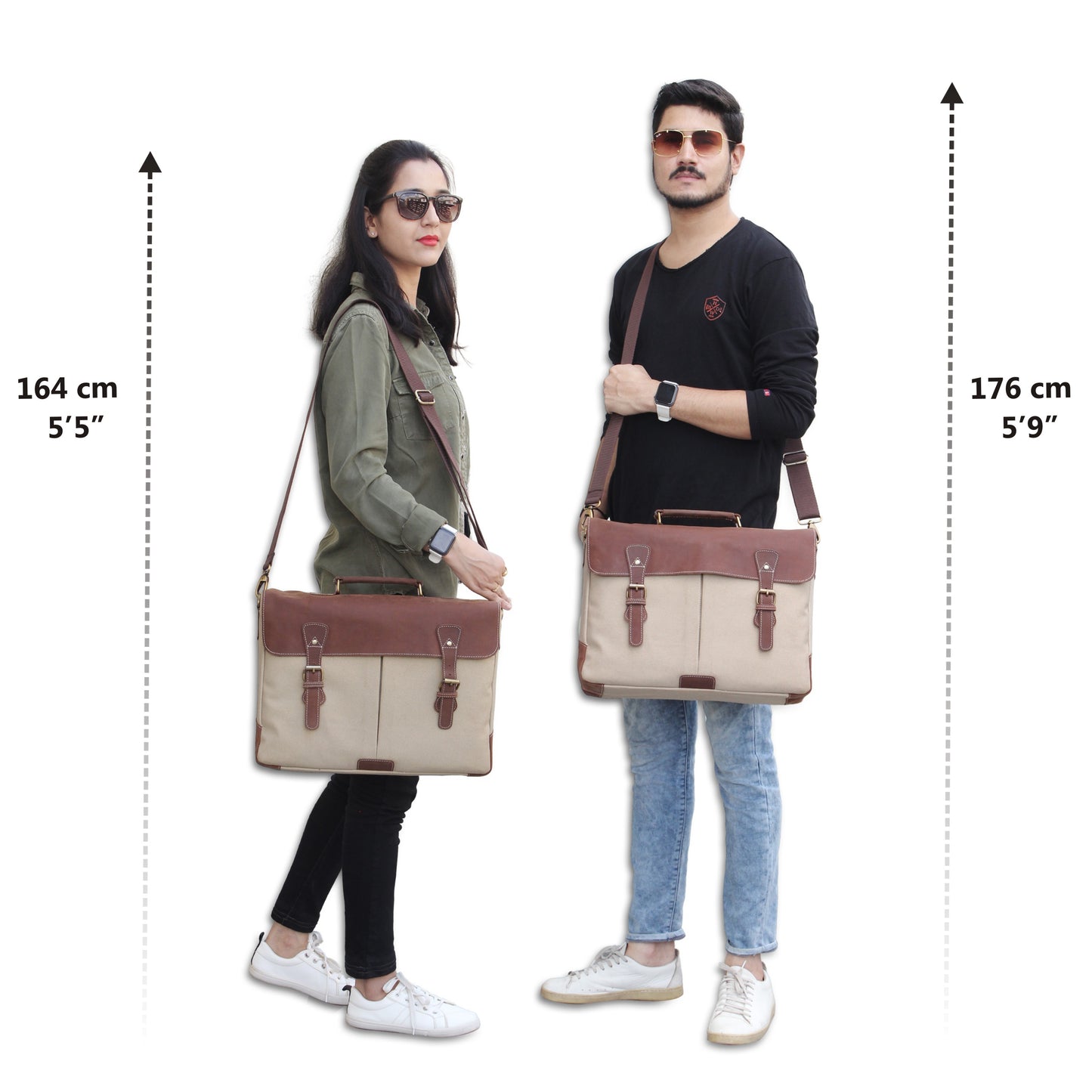 Large Leather Messenger Briefcase Bag with Top Handle