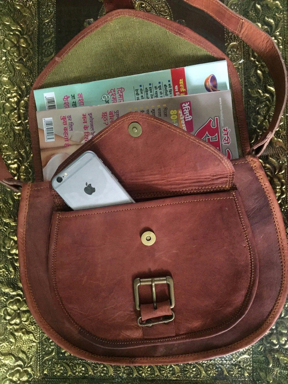 Women's Brown Leather Crossbody Purse