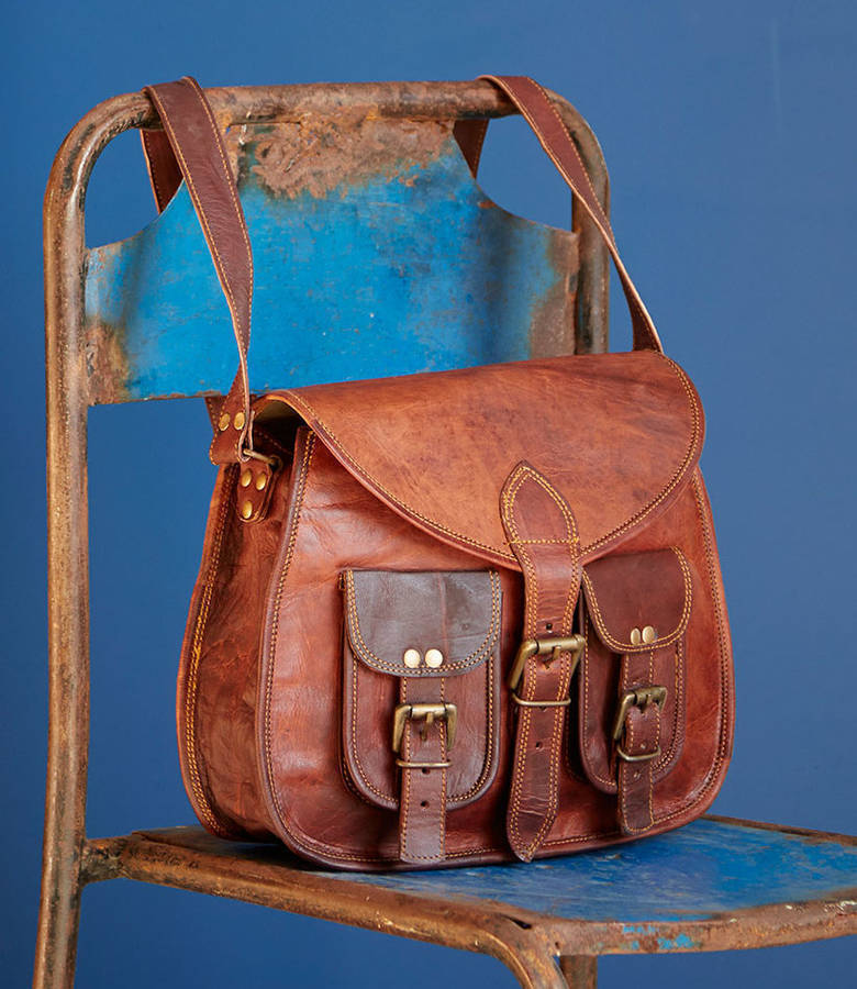 Women’s 2 Pockets Leather Cross Body Purse