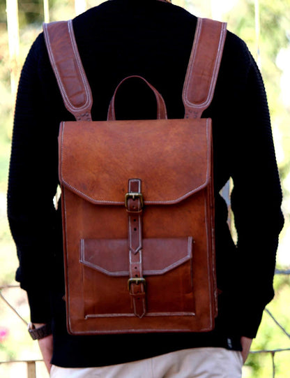 Genuine Leather Padded Strap Backpack