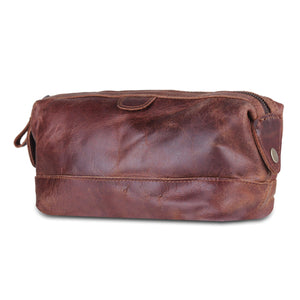 Full-Grain Buffalo Leather Brown Toiletry Utility Bag