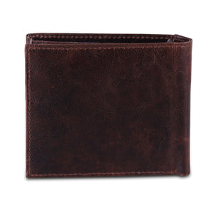Genuine Buffalo Leather Bifold Wallet For Men - Brown