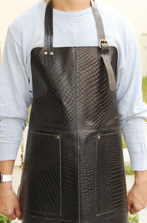 Genuine Full Grain Leather Apron- Black
