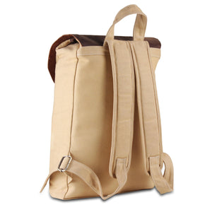 Brown Leather Canvas Backpack Knapsack Book Bag