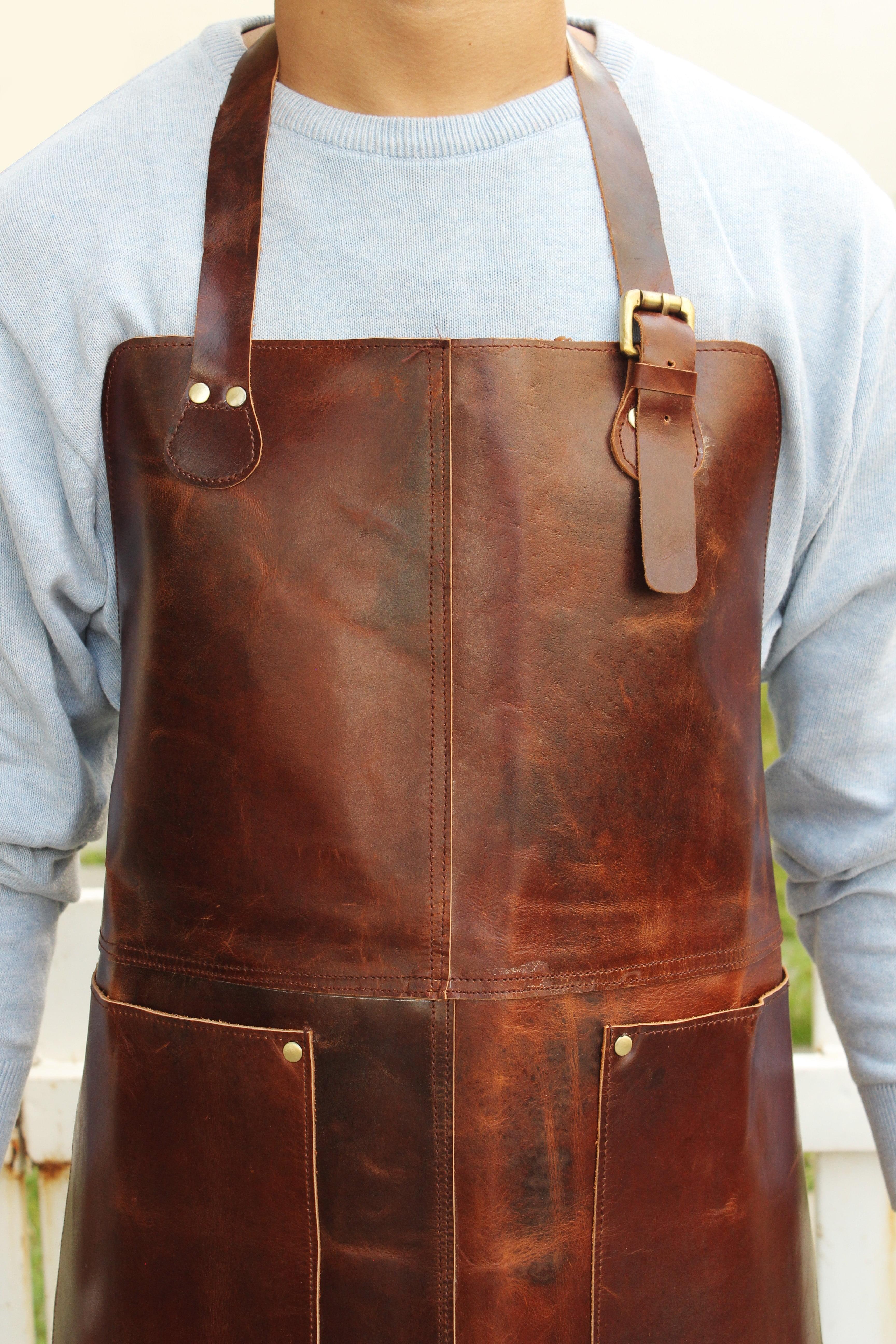 Genuine Full Grain Leather Apron- Brown