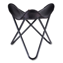 Folding Hiking Leather Portable Butterfly Chair- Black