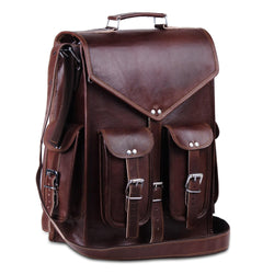 Brown Convertible Leather Backpack