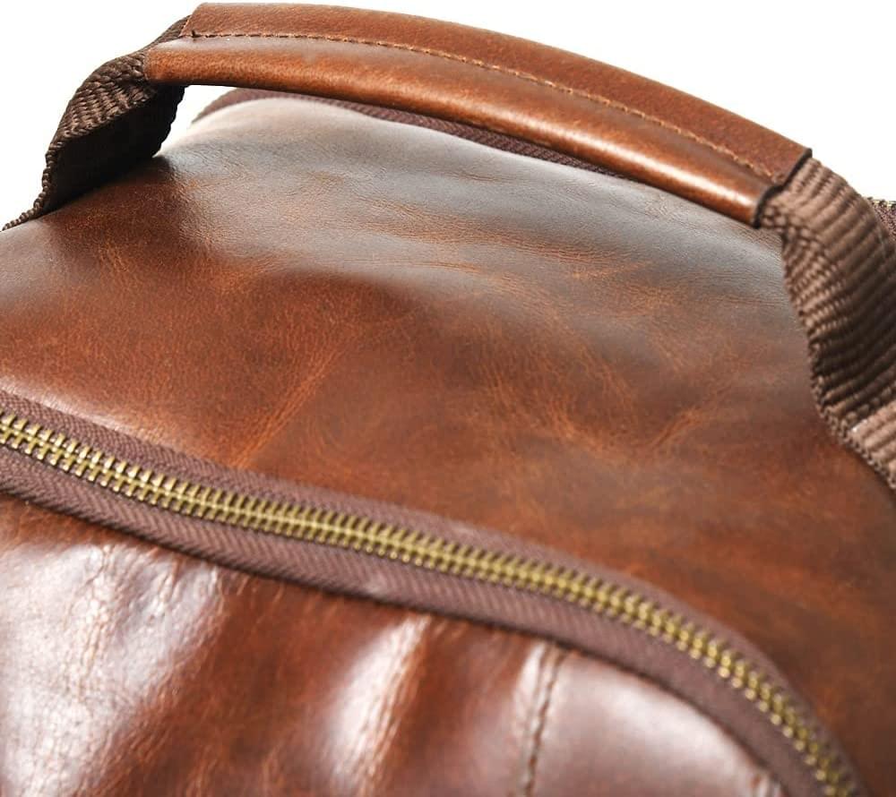 Alpha Brown Multi Pockets Buffalo Leather Backpack