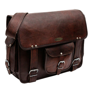 Brown Leather Messenger Bag 15 Inch
