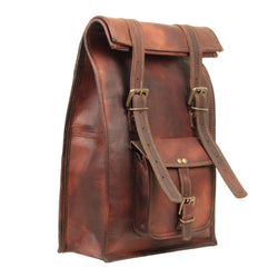 Convertible Leather Laptop Roll Backpack