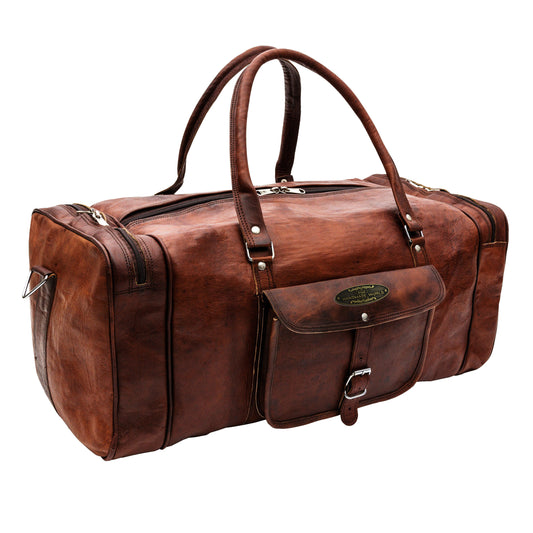 Genuine Leather Travel Weekender Top Handle Bag