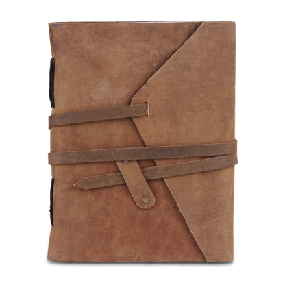 Leather Plain Textured Note Journal Book- Light Brown