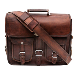 Large Leather Messenger Briefcase Laptop Bag by Hulsh