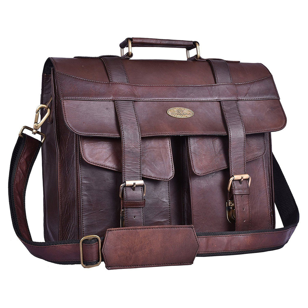 Hotbest Mens Shoulder Bag Business Messenger Bag for Men Crossbody Bag, Leather Flap-Over Bag, One size, Men's, Brown