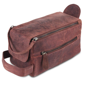 Vintage Dual Zipper Portable Travel Leather Bag